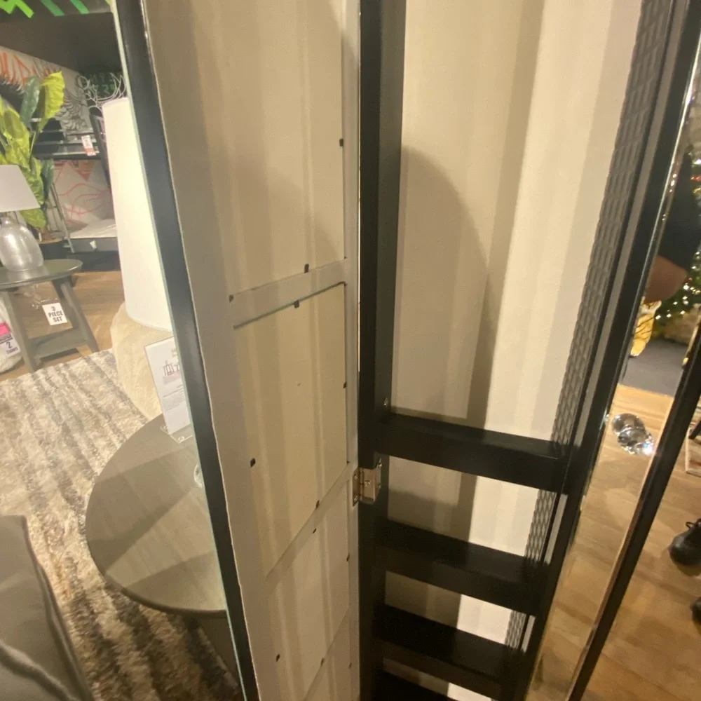 Elegant Black and Silver Full-Length Mirror by [Brand]